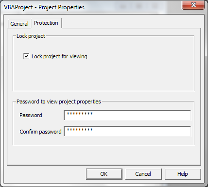 How to set a password on a VBA project?