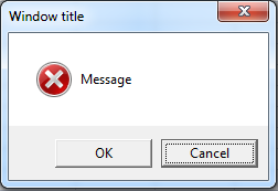 Message box with two buttons and critical icon